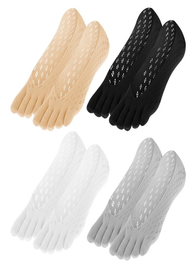 Aysatogc 4 Pairs Ortho Toe Compression Socks, Bunion Toe Alignment Relief Socks Toe Sock for Women No Show Low Cut Five Finger Sock for Women & Men Full Toe Yoga Sock - Image 1